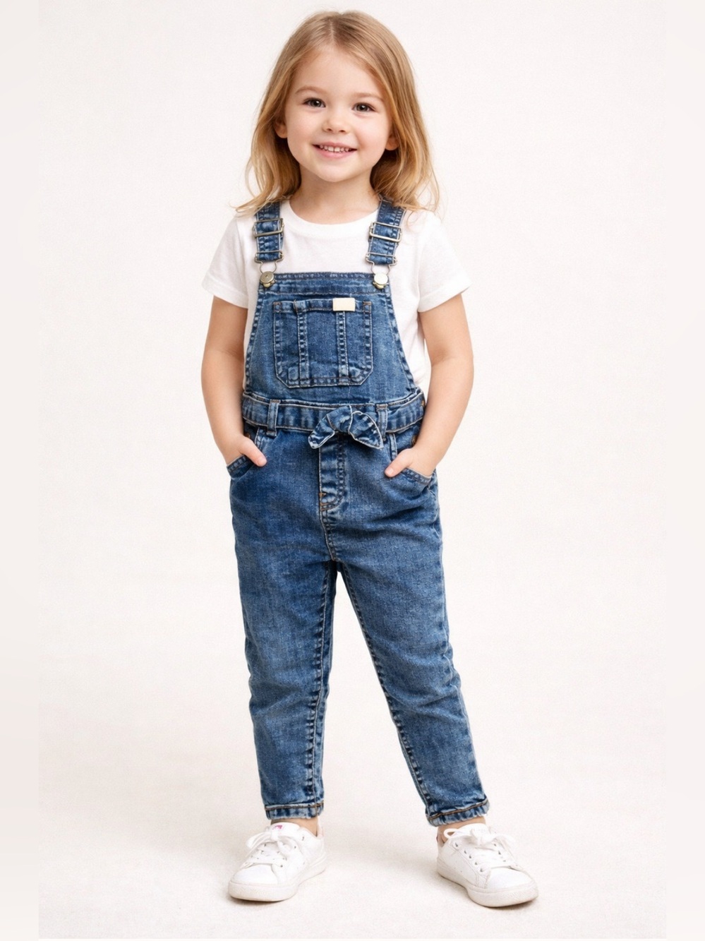 🌸2/20 7 For All Mankind Toddler Overalls 4T Denim Playwear EUC Blue Jean Kids